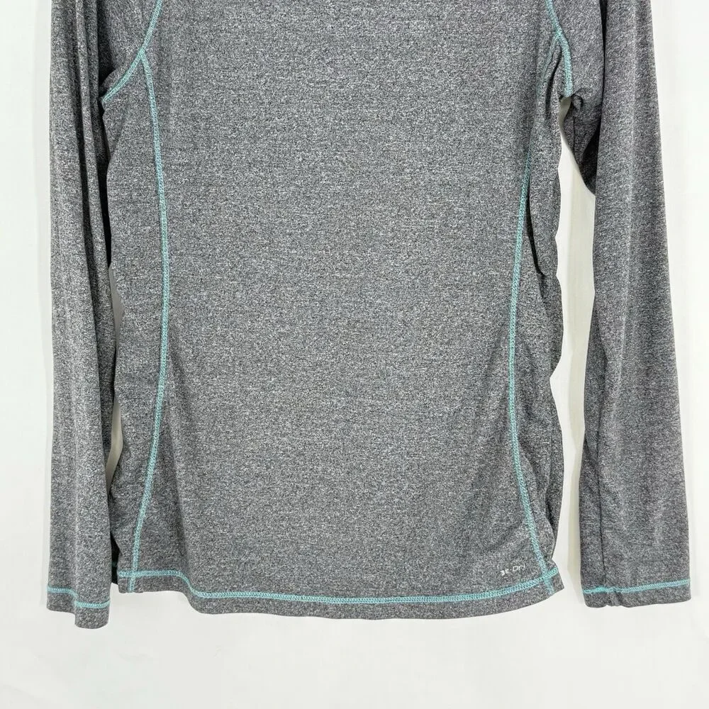 RBX Long Sleeve Shirt Performance Active Top Size M Gray Teal Trim